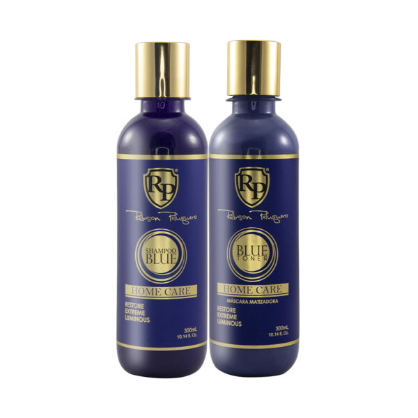 2 botellas de 300ml. Champú matizador y Mascarilla Matizadora de la línea Blue Home Care de Robson Peluquero.