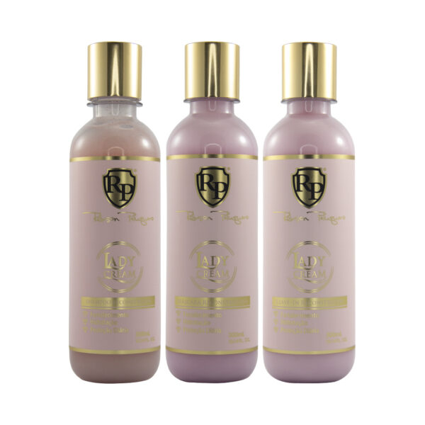 3 botellas de 300ml de la línea Lady Cream de Robson Peluquero. Champú, Mascarilla y Leave-in.