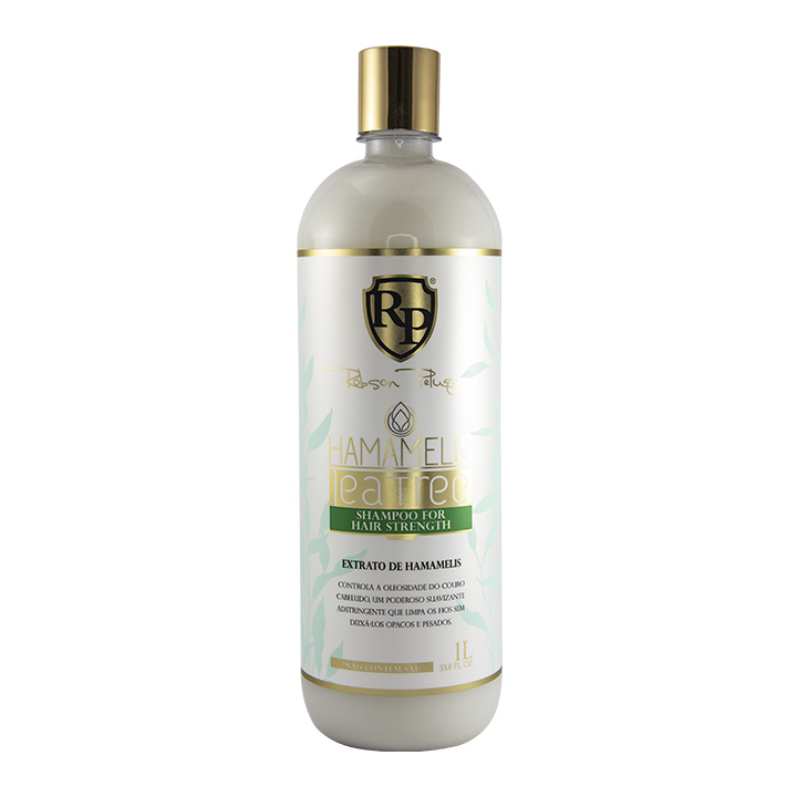 Botella de 1 litro de Champú "Shampoo for Hair Strength" Hamamelis Tea Tree para medios y puntas de la marca Robson Peluquero